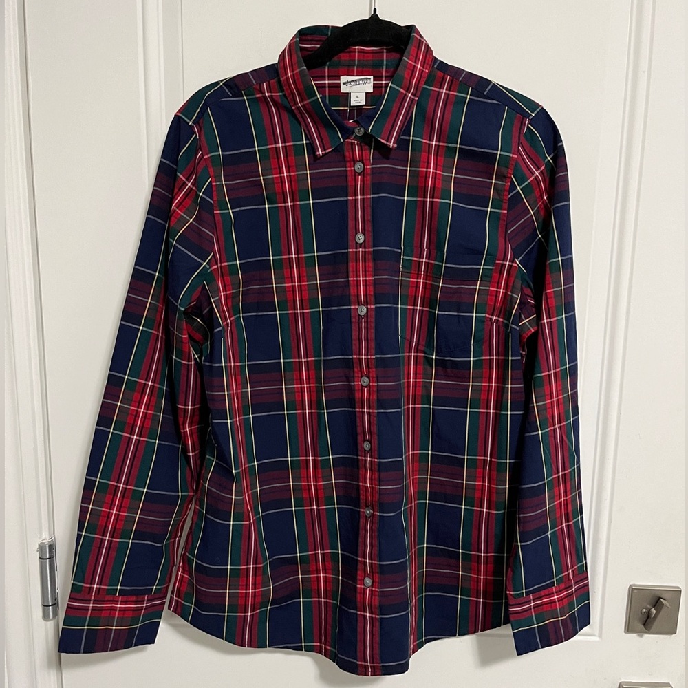 J. Crew Women’s Slim Stretch Tartan Shirt - Size L